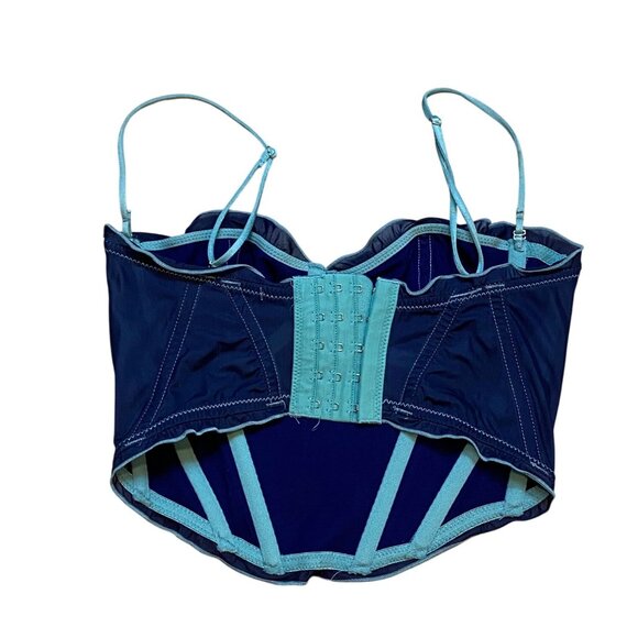 Out From Under Blue Corset Style‎ Top With Adjustable Straps & Hook Clasp Back S - Picture 3 of 7